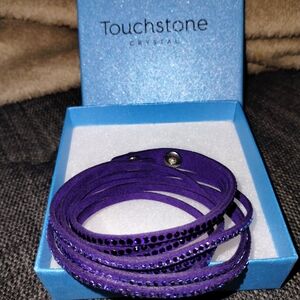 Touchstone Crystal Deep Purple Multi-Strand Wrap Bracelet